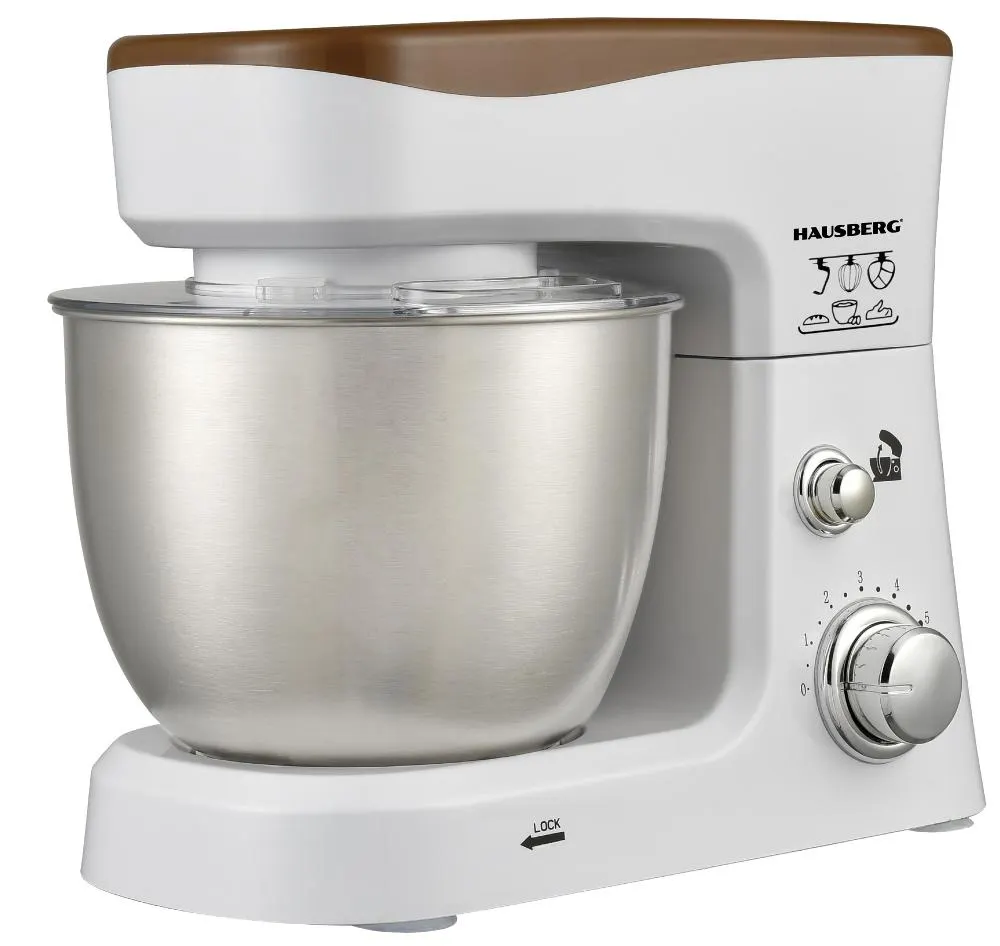 Mixer planetar Hausberg HB-7625AB, 3.5 litri, 6 trepte, 700 W, Alb