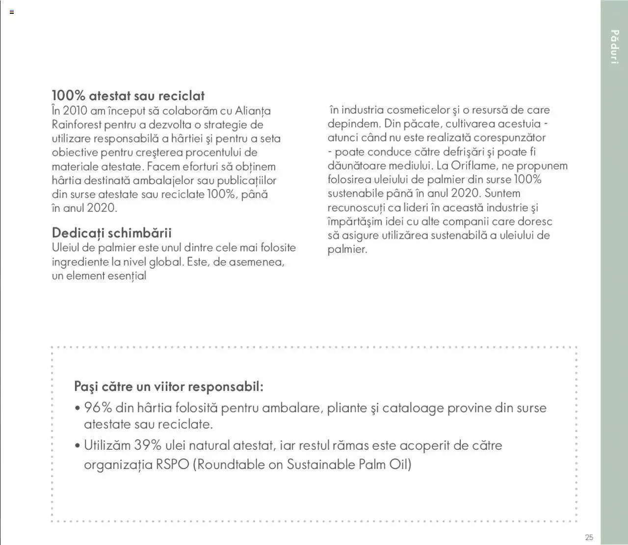 Catalog Oriflame catalog - Broșură Sustenabilitate de la 25 octombrie până la 31 decembrie 2023 - Revista Pagina 25