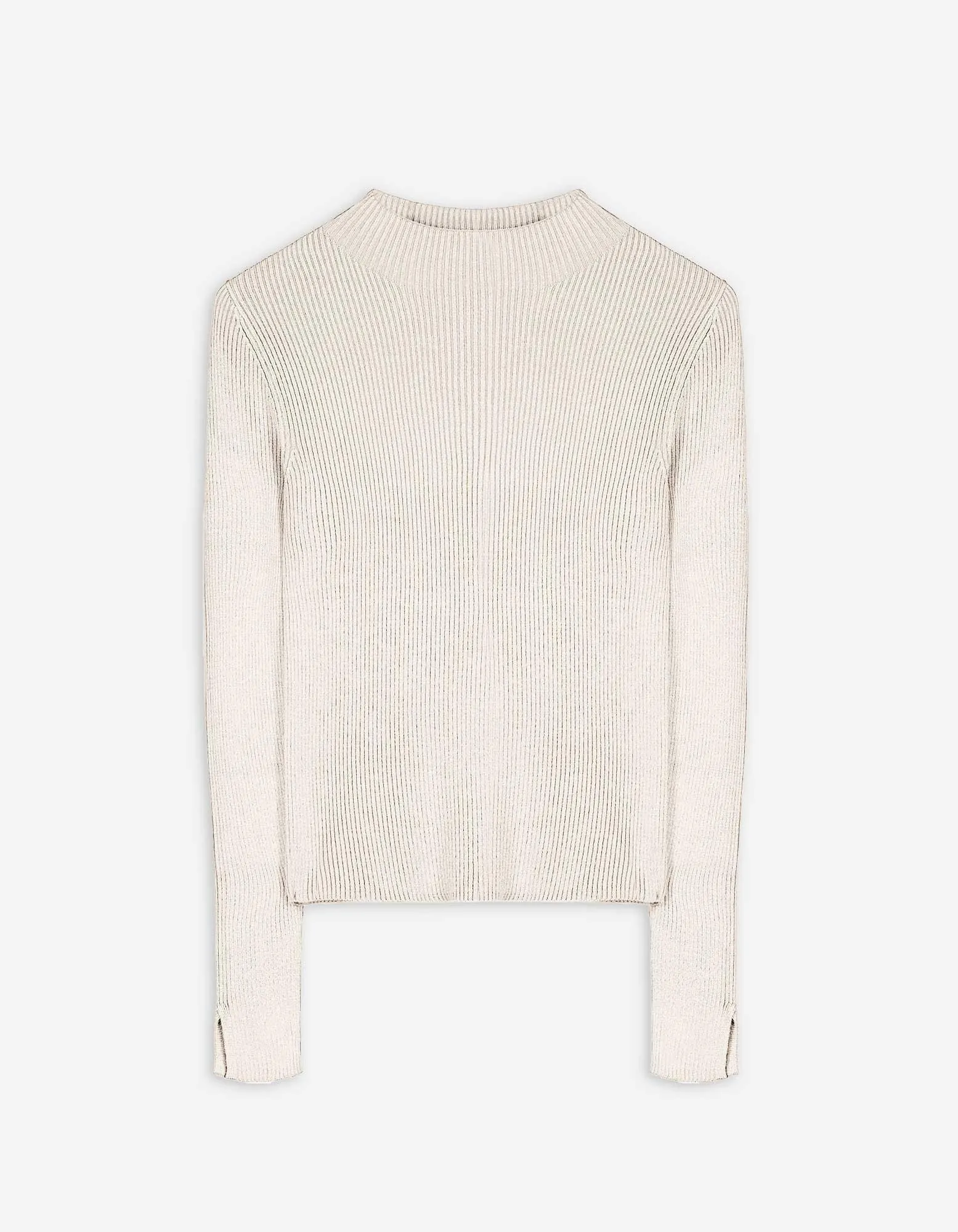 Langarmshirt - Rippenstruktur - weiß