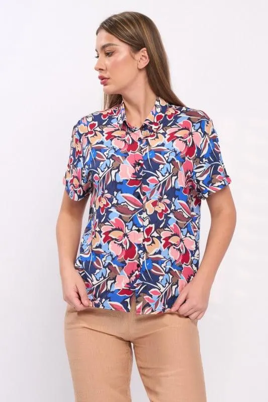 Kenvelo - Camasa dama cu maneca scurta cu imprimeu floral