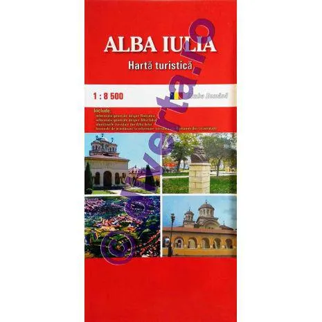 ALBA IULIA, harta pliata turistica, rutiera, 50x70cm, scara 1:8.500