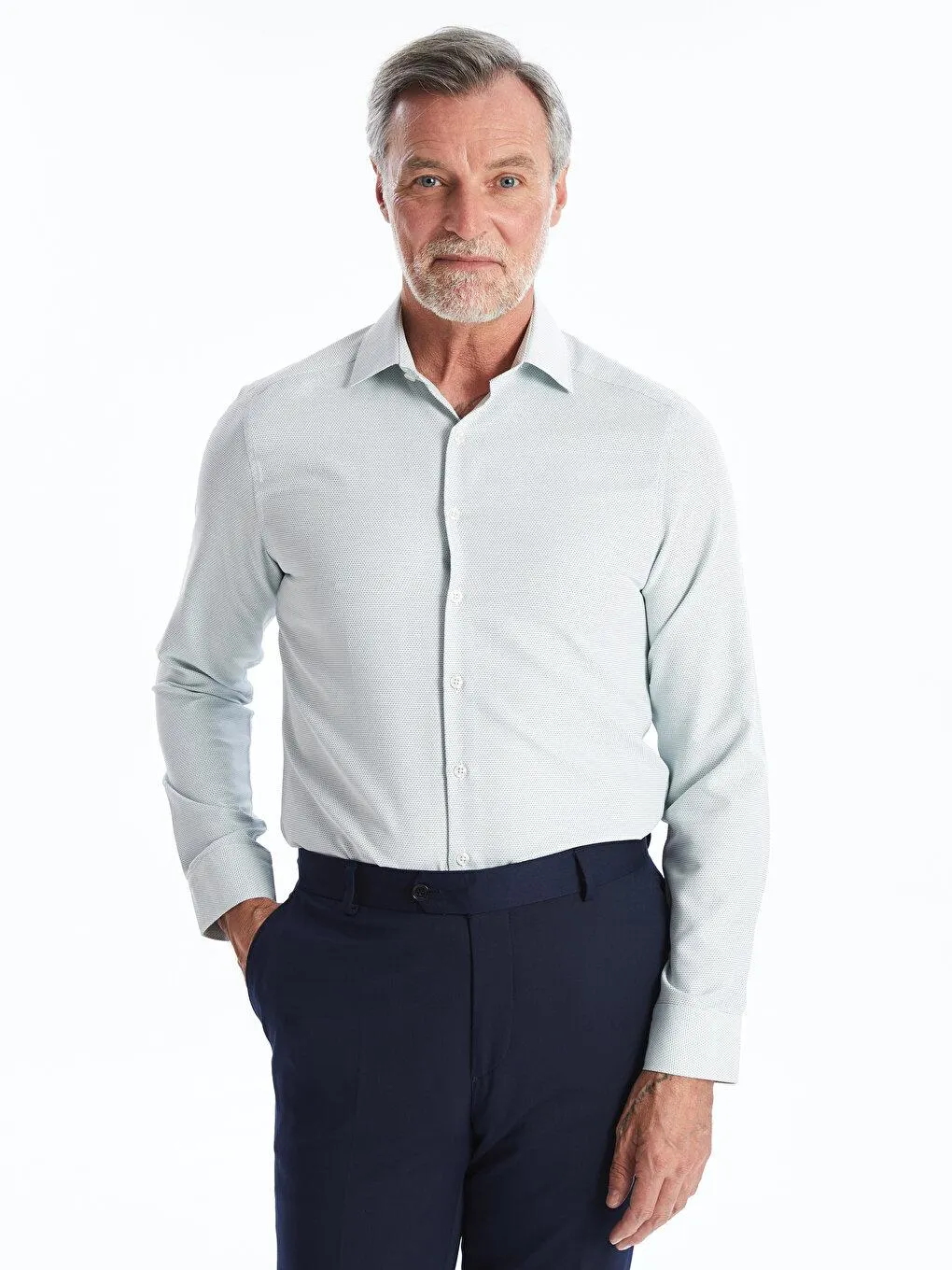 Cămașă Dobby Pentru Bărbați, Cu Mânecă Lungă, Slim Fit