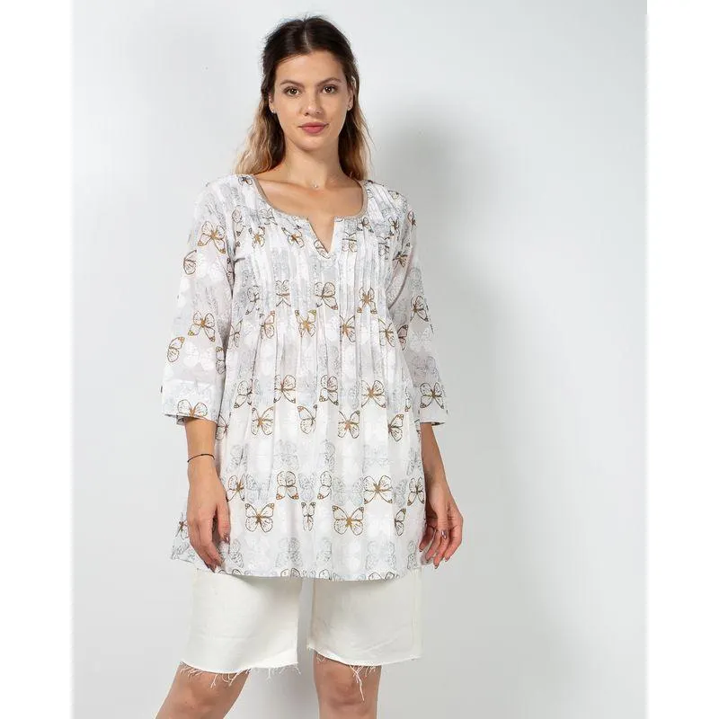 Bluza din bumbac cu maneca trei sferturi N230637010