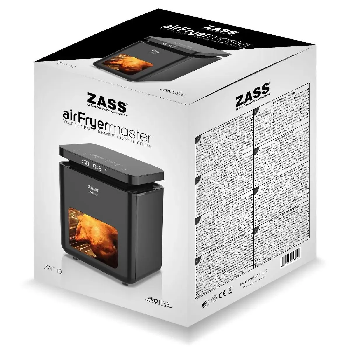 Friteuza cu aer cald Zass ZAF 10, 6 litri, 1400 W, Negru