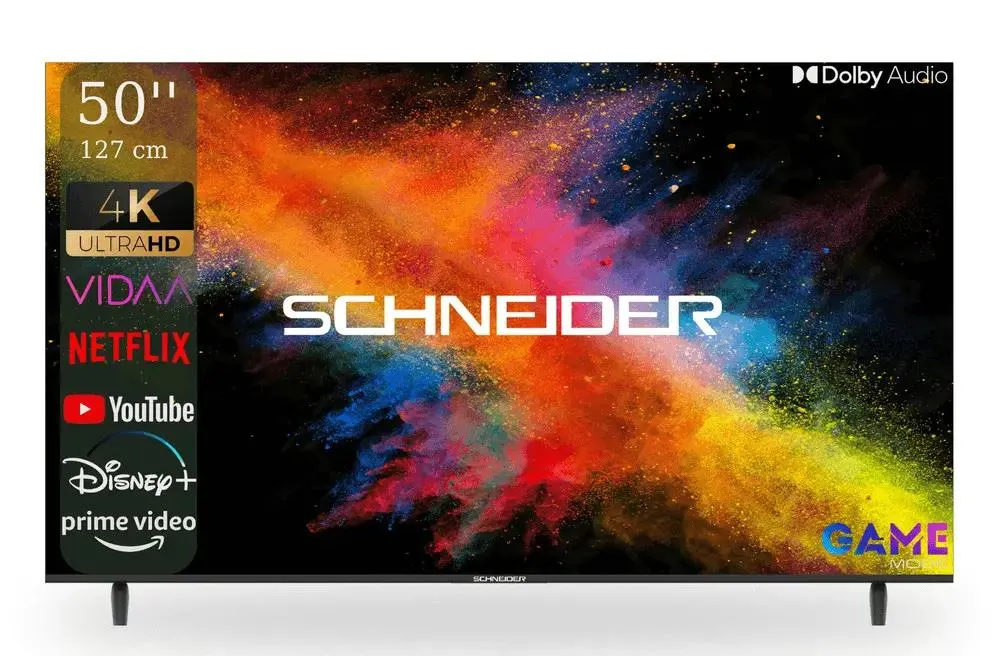 Televizor 4KUHD DLED SMART VIDAA Schneider LED50-SC691K, 127 cm, Clasa E, Borderless, Negru