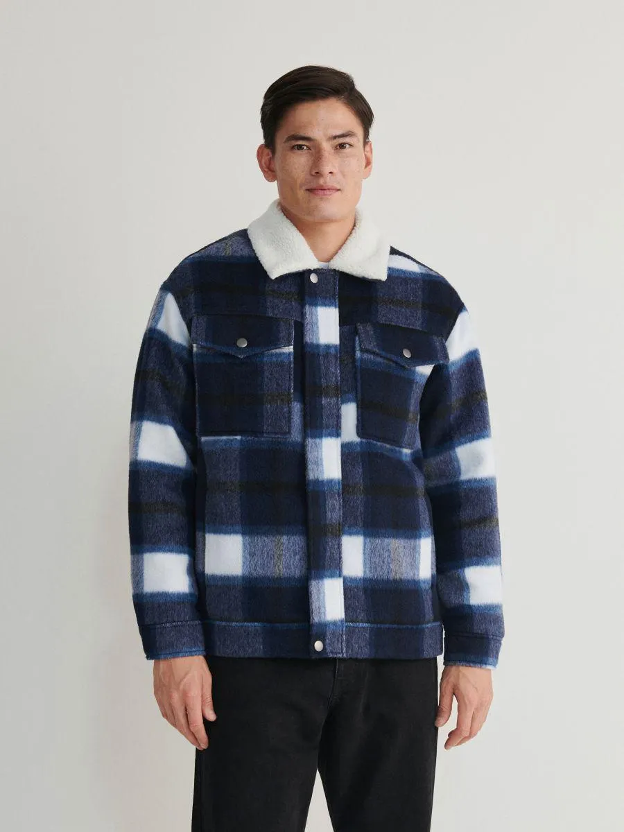 Geacă sherpa în carouri