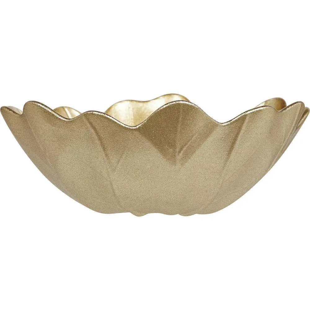 Bol Carrefour Home, forma floare, sticla, Auriu