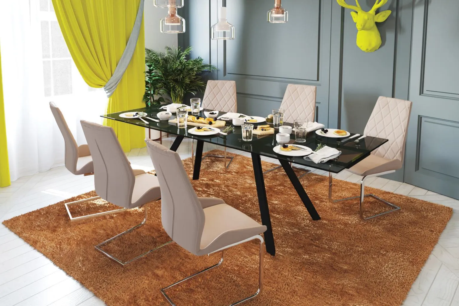 Masă Harlem și 6 scaune Sprint