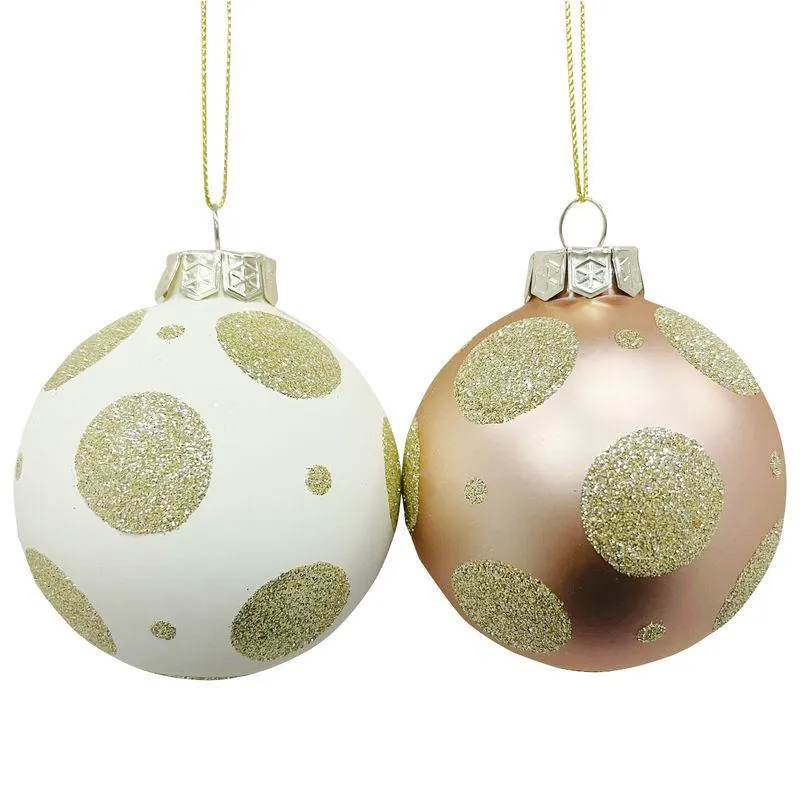 Glob de sticla pentru Craciun Actuel cu buline, 8 cm