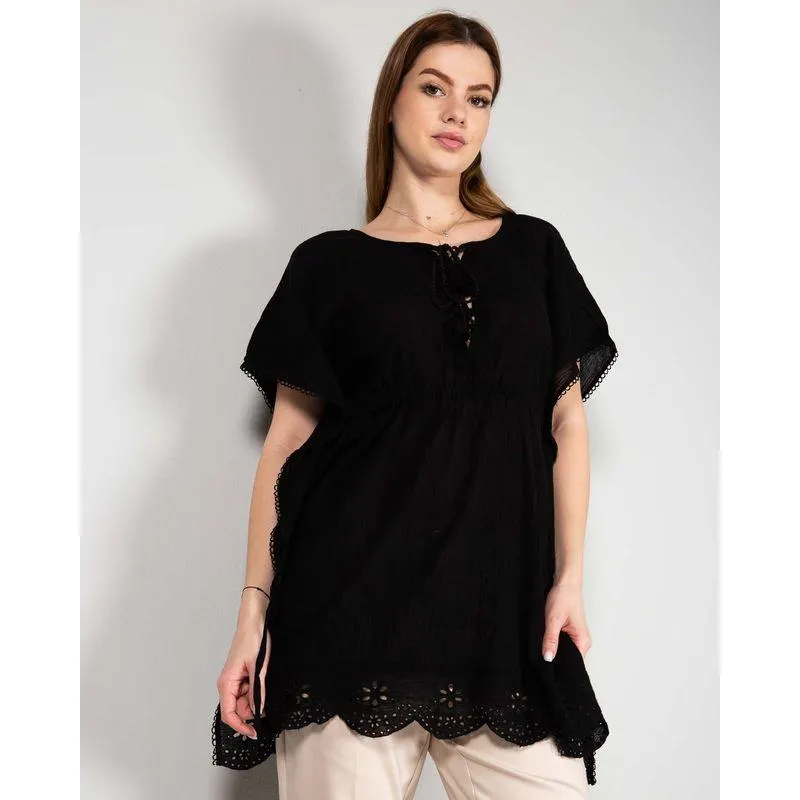 Bluza din bumbac cu broderie englezeasca N240305001
