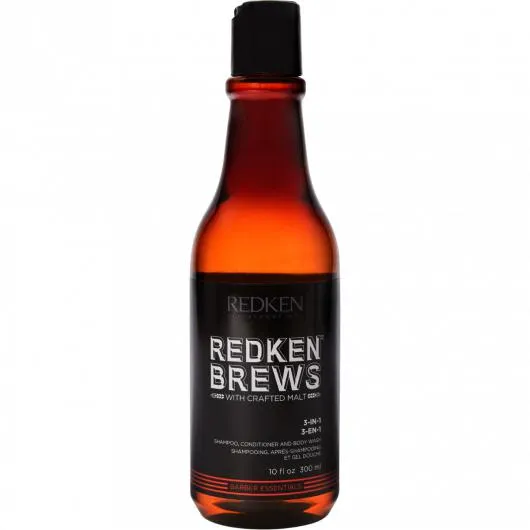 Sampon, Balsam de par si gel de dus Redken Brews 3 in 1, pentru barbati, 300ml