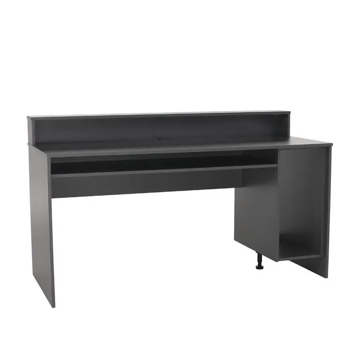 Birou calculator cu rafturi Tezro, gri grafit, 160 x 69 x 93.8 cm, 2C