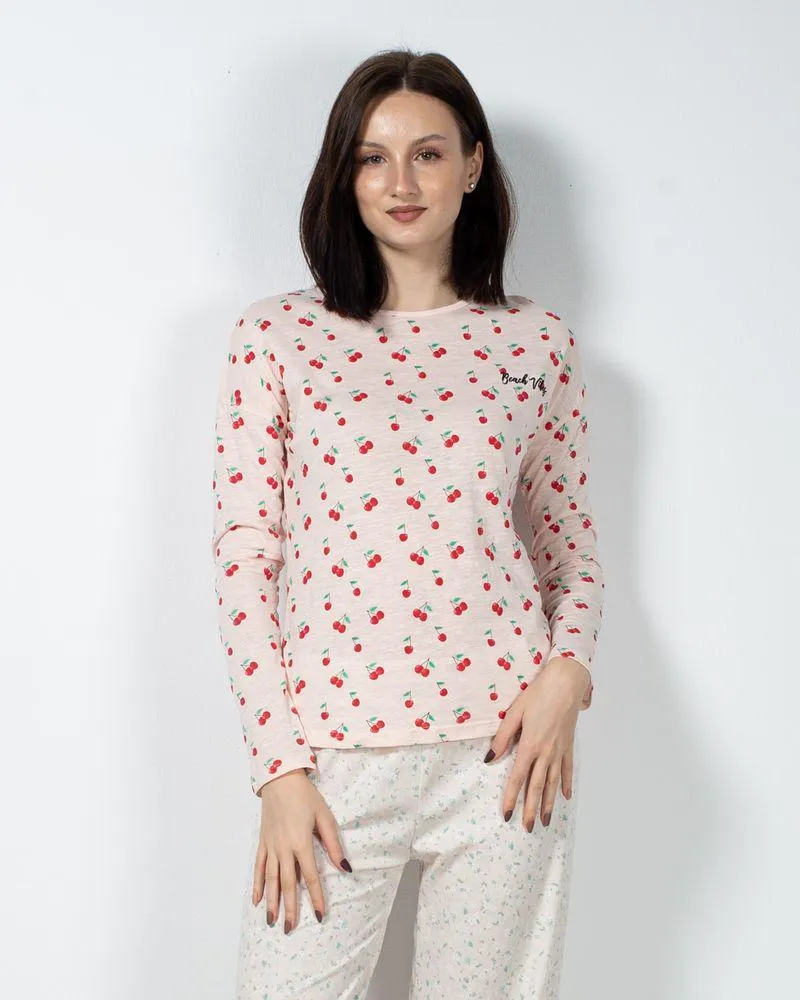 Bluza de pijama din bumbac cu imprimeu 23ITT94001