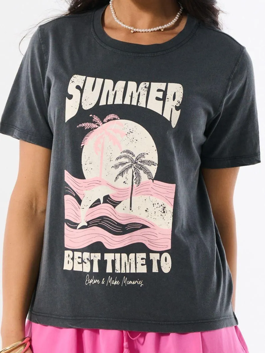 Tricou din bumbac cu imprimeu de vacanță