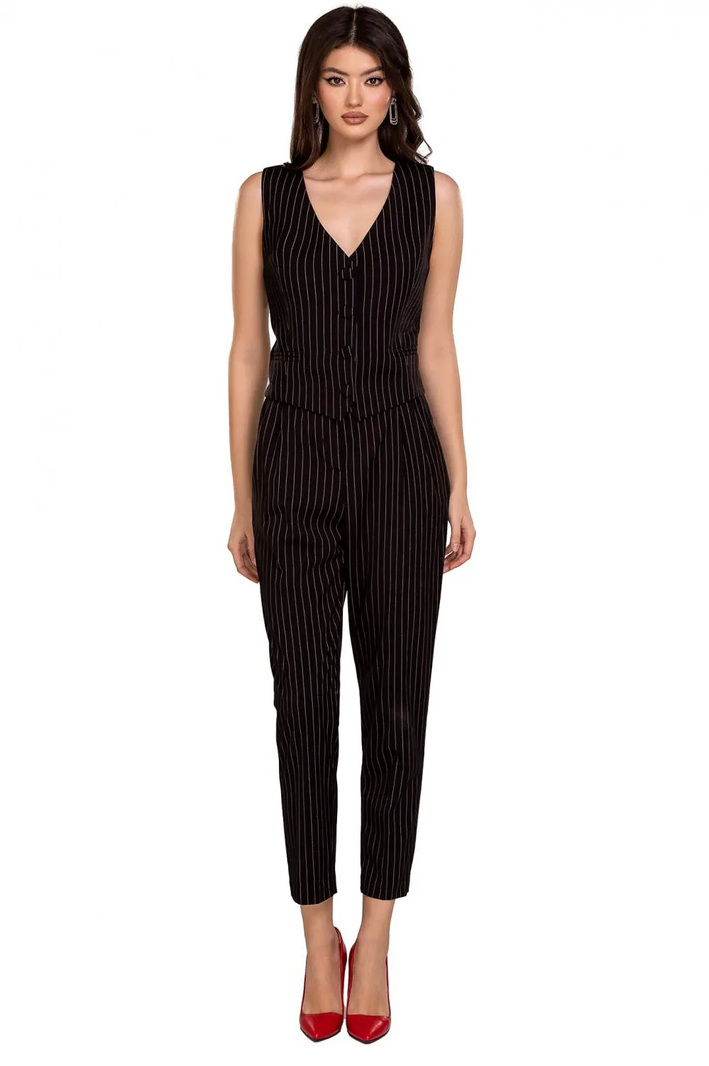 Pantaloni negri cu dungi