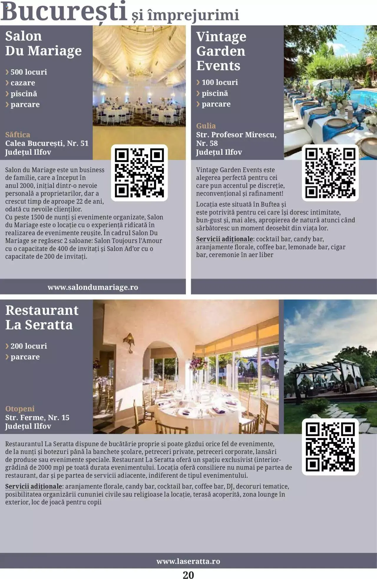 Catalog Metro - Ghid locații pentru evenimente 2022 de la 5 aprilie până la 31 decembrie 2023 - Revista Pagina 20