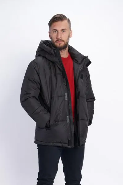 Timeout - Jacheta groasa barbat cu gluga si logo pe maneca