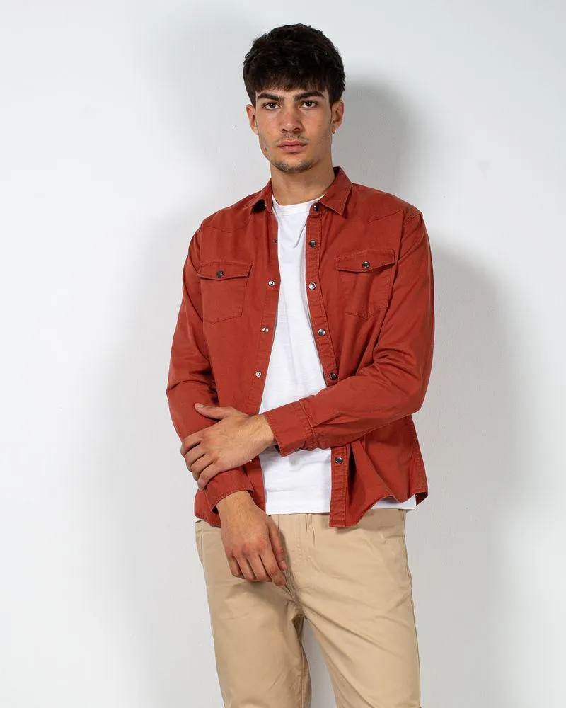 Camasa din bumbac cu capse si maneca lunga 23KOSB5006