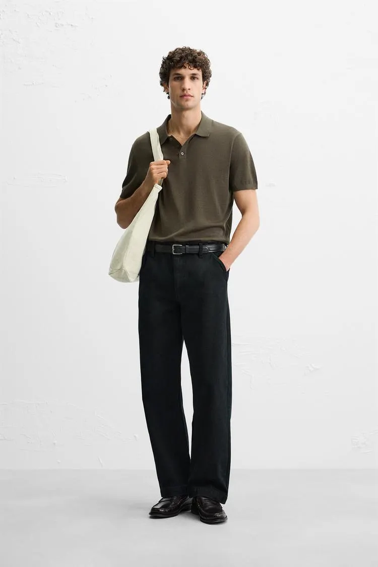 TRICOU POLO DIN TRICOT DE BUMBAC ȘI MĂTASE