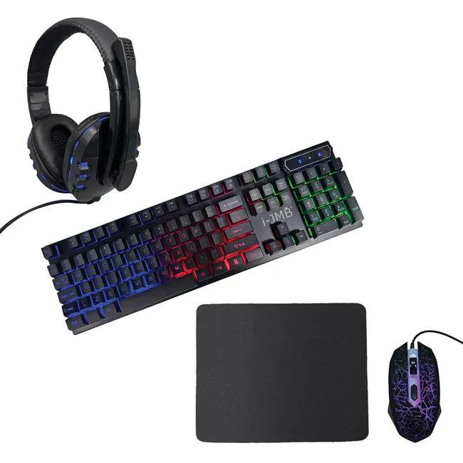 Set Gaming cu Tastatura Casti Mouse & Pad cu Lumini LED