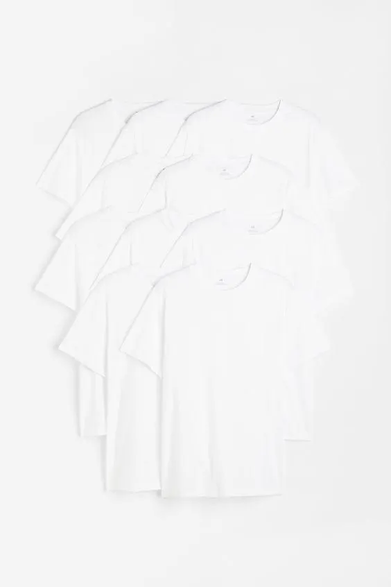 Set de 10 tricouri Regular Fit cu decolteu rotund