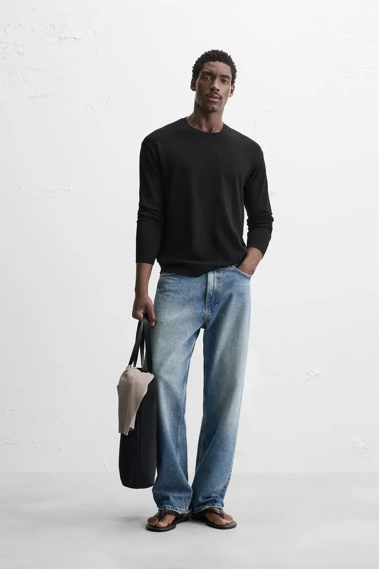 TEXTURED VISCOSE BLEND SWEATER