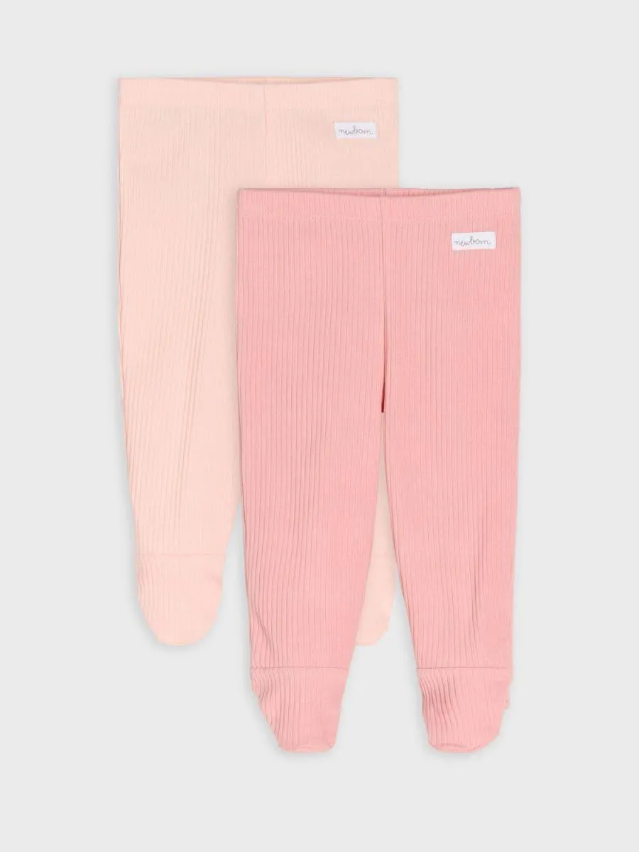 Set de 2 pantaloni striați cu tălpi acoperite