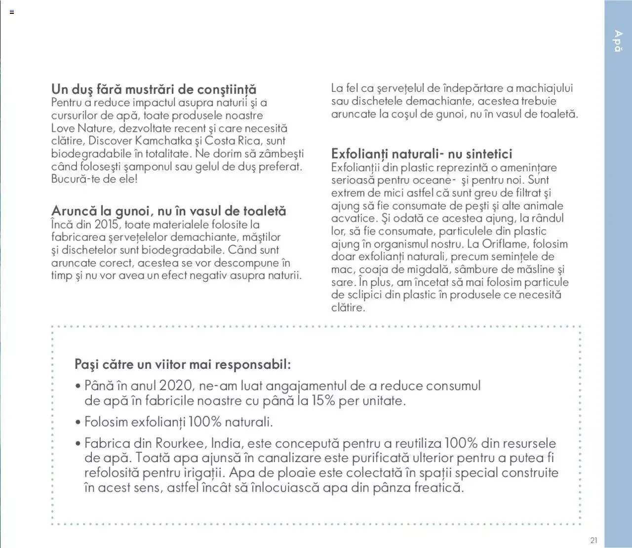 Catalog Oriflame catalog - Broșură Sustenabilitate de la 25 octombrie până la 31 decembrie 2023 - Revista Pagina 21