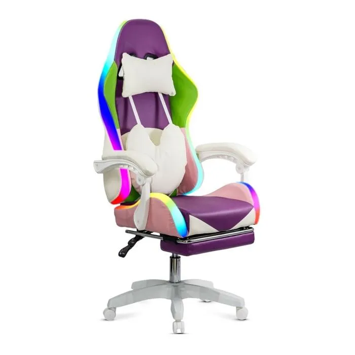 Scaun gaming OFF 298, imitatie piele, roz + alb, 1C