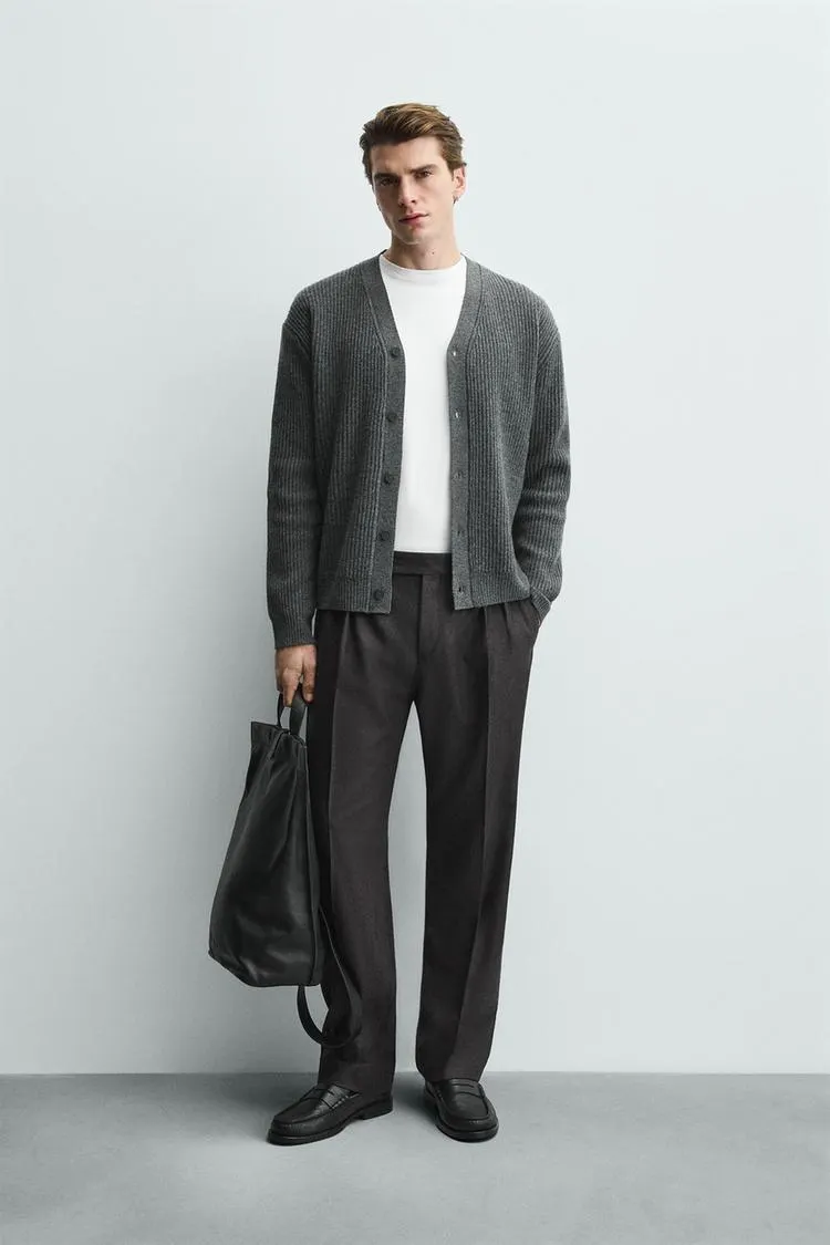 CARDIGAN DIN LÂNĂ CU STRUCTURĂ