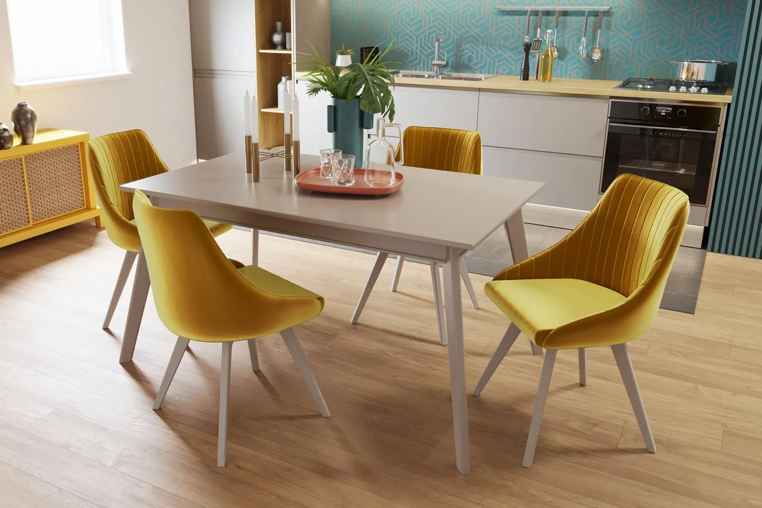 Masă mare City și 4 scaune City