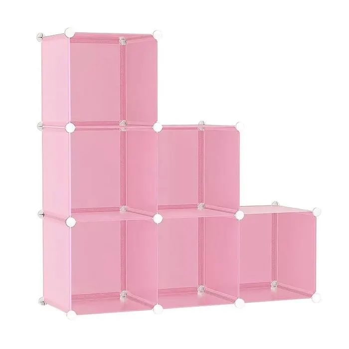 Etajera D4107, polipropilena + otel, roz, 110 x 37 x 110 cm, 1C