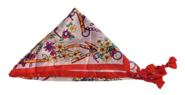 Esarfa rosie cu flori si hamuri 956