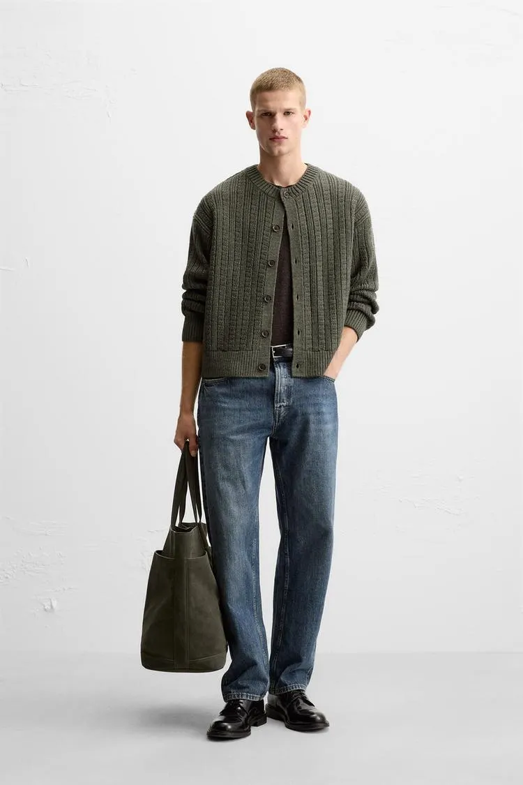 CARDIGAN CU STRUCTURĂ ȘI ÎMPLETITURI