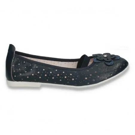 Balerini fete cu bareta elastica, bleumarin - W442