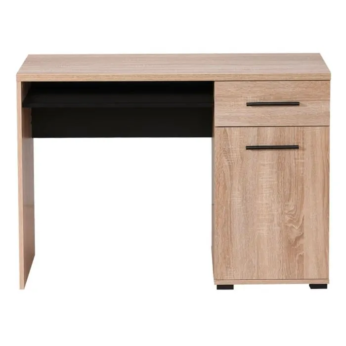 Birou cu sertar si dulap Tales, pentru calculator, stejar sonoma + negru, 108 x 50 x 76.5 cm, 1C