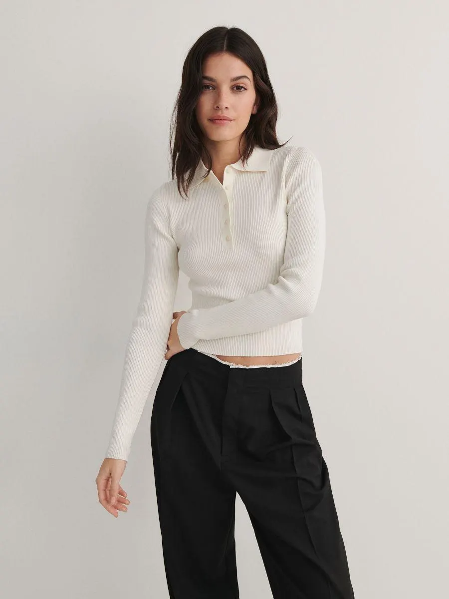 Pulover cu guler polo