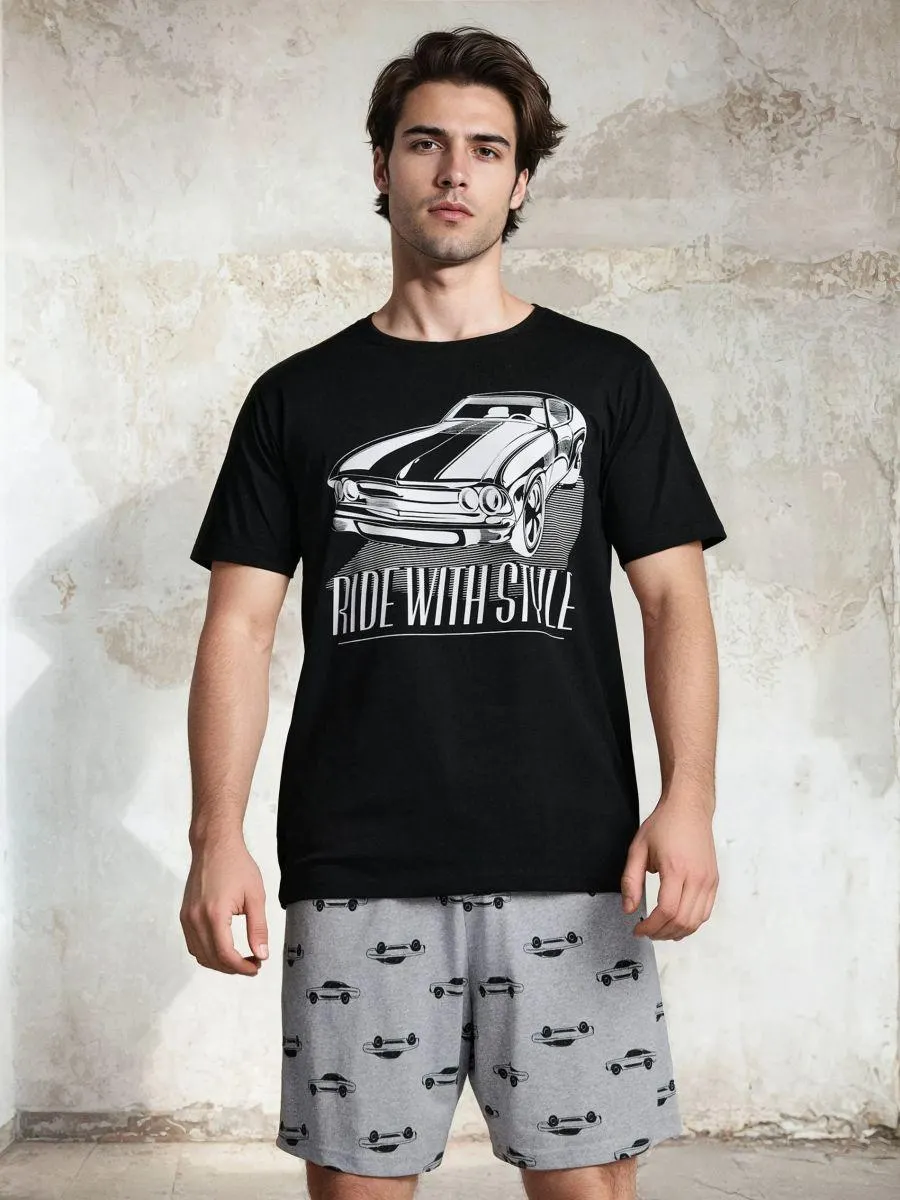 Pijama din două piese, cu imprimeu