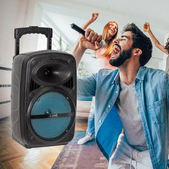 Boxa Portabila cu Bluetooth 20W, Roti si Functie de Karaoke Neagra