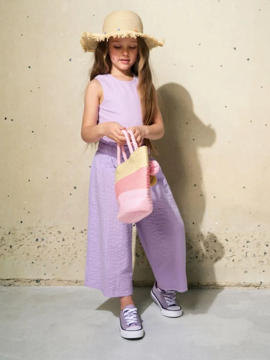 Pantaloni largi din țesătură texturată