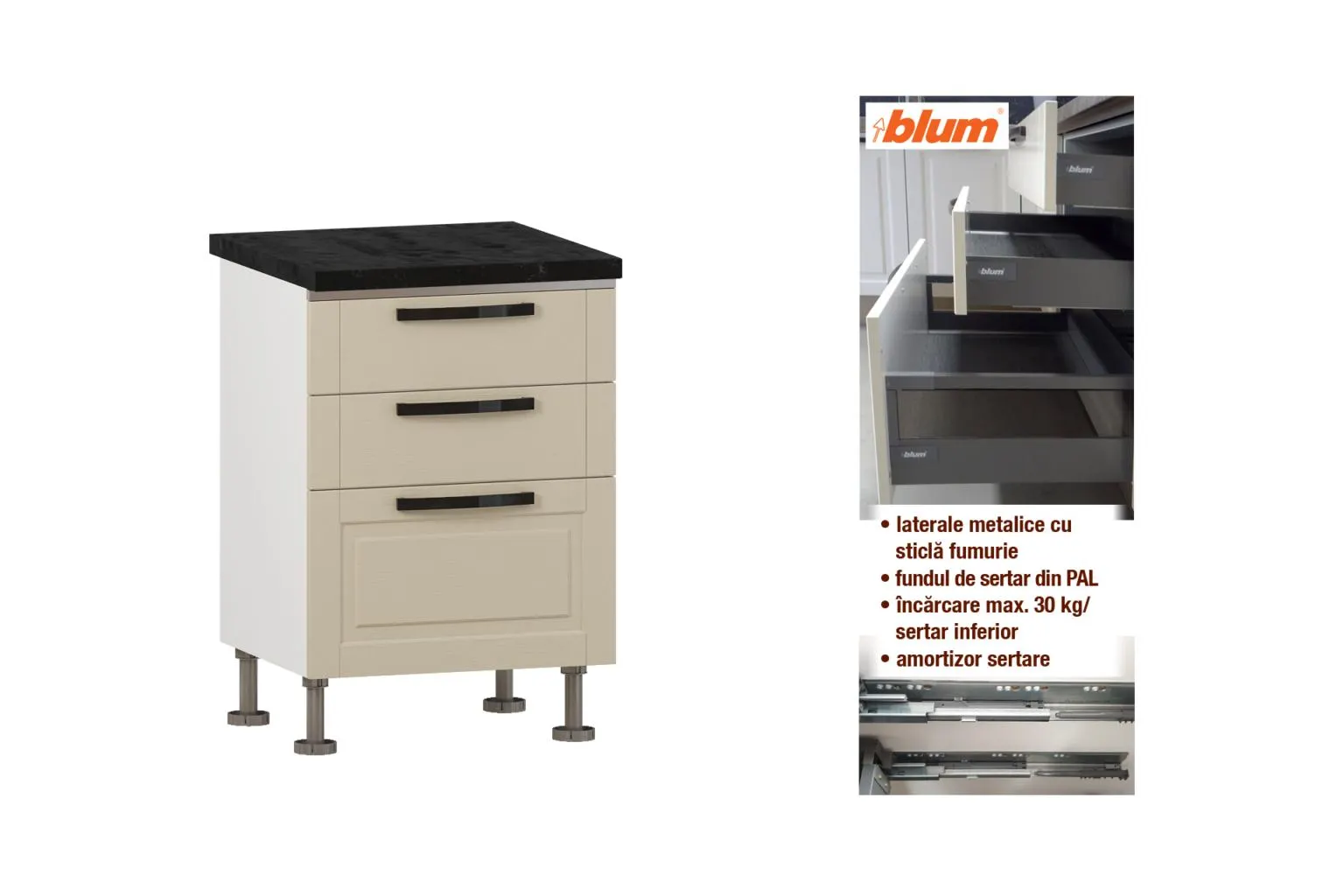 Modul cu 3 sertare L60