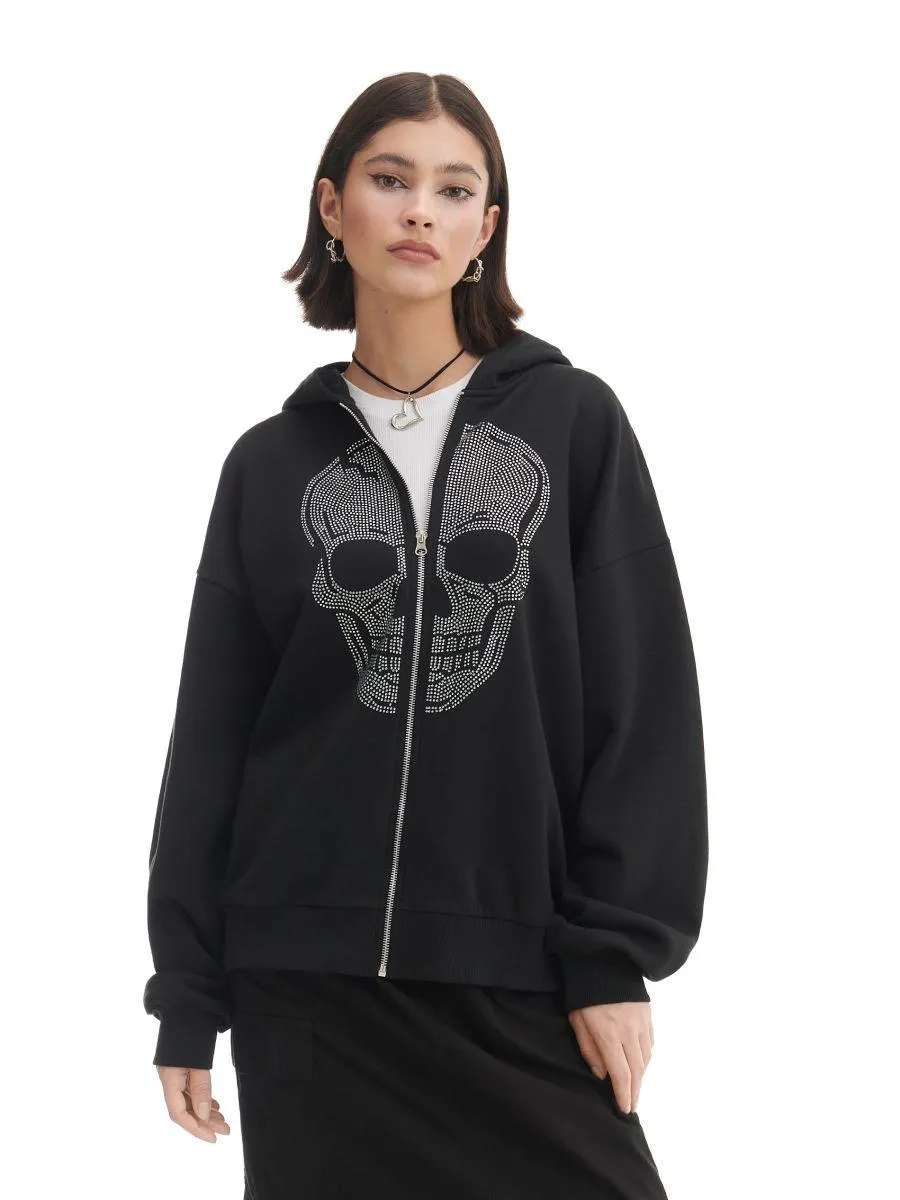 Bluză neagră cu glugă