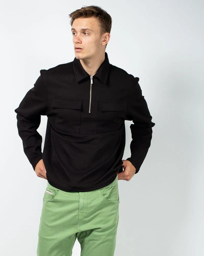 Bluza cu fermoar partial si buzunare la piept 23KOS07001