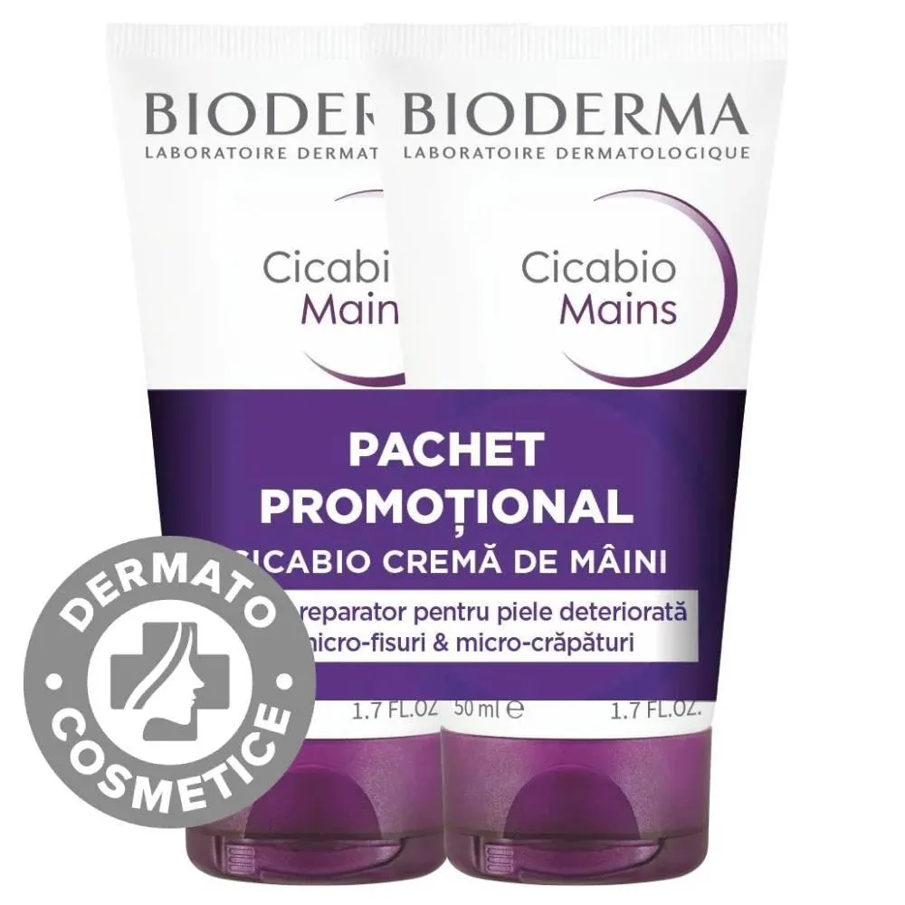 Pachet Crema de maini Cicabio, 2 x 50ml, Bioderma