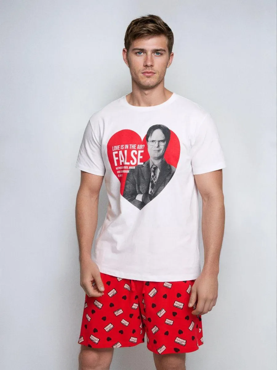 Pijama din bumbac în două piese cu imprimeu The Office