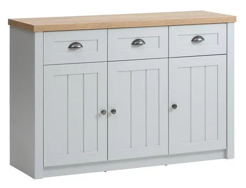 Bufet MARKSKEL 3 uși gri/stejar