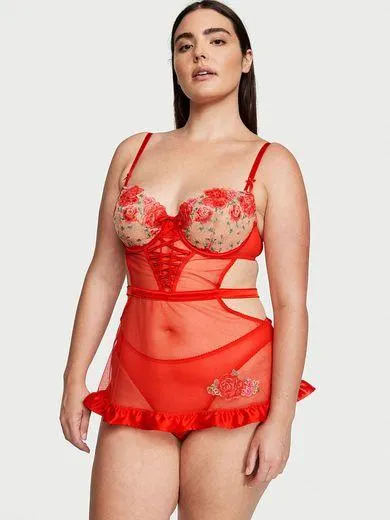 Șorț Wicked fără căptușeală, cu broderie cu motiv floral