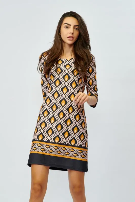 Rochie scurta de zi dreapta cu maneca 3/4