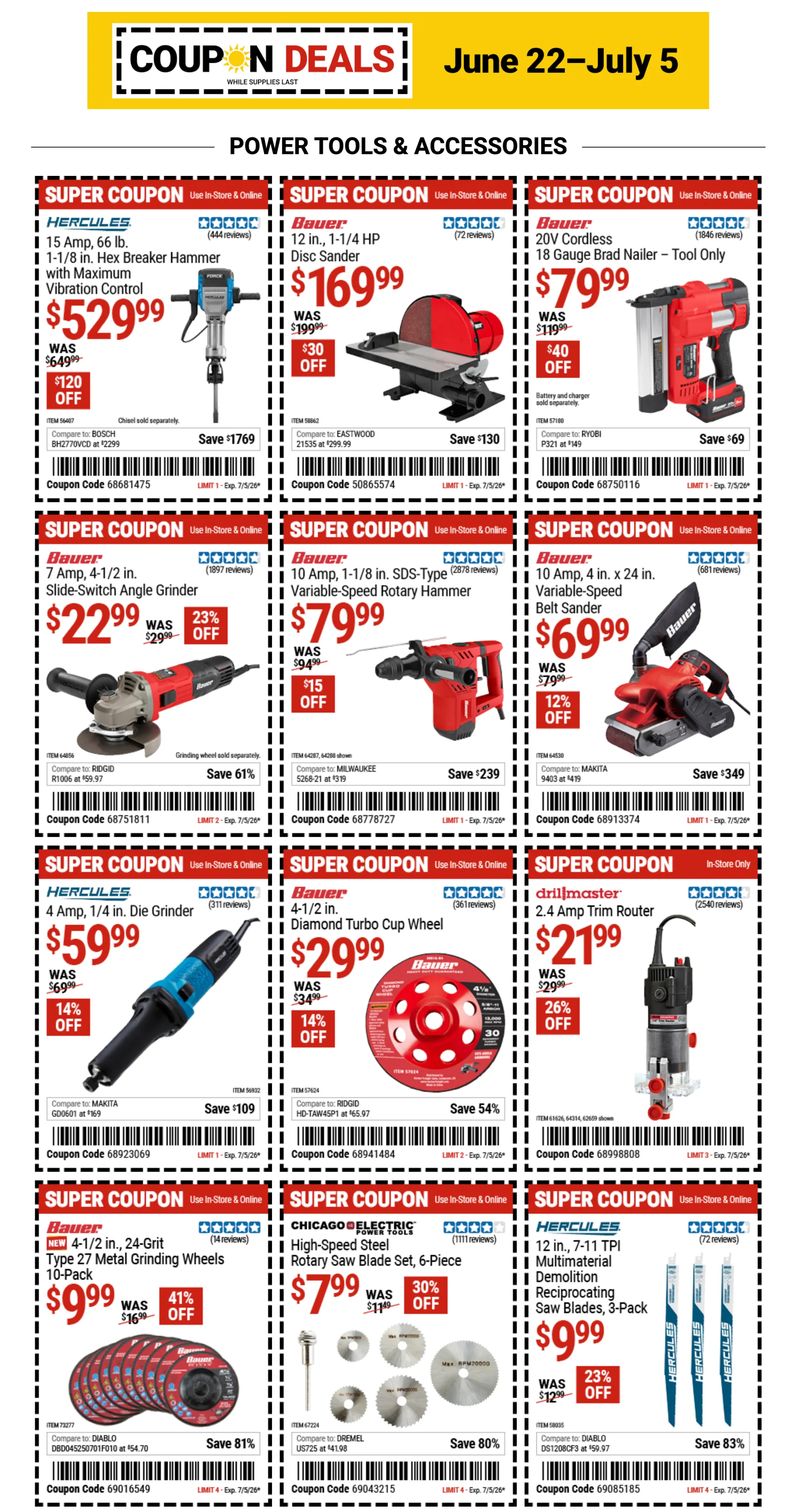 Weekly promotion Coupons harbor freight spanning from June 22 to July 5 2026 - Page  for Catalogue 365