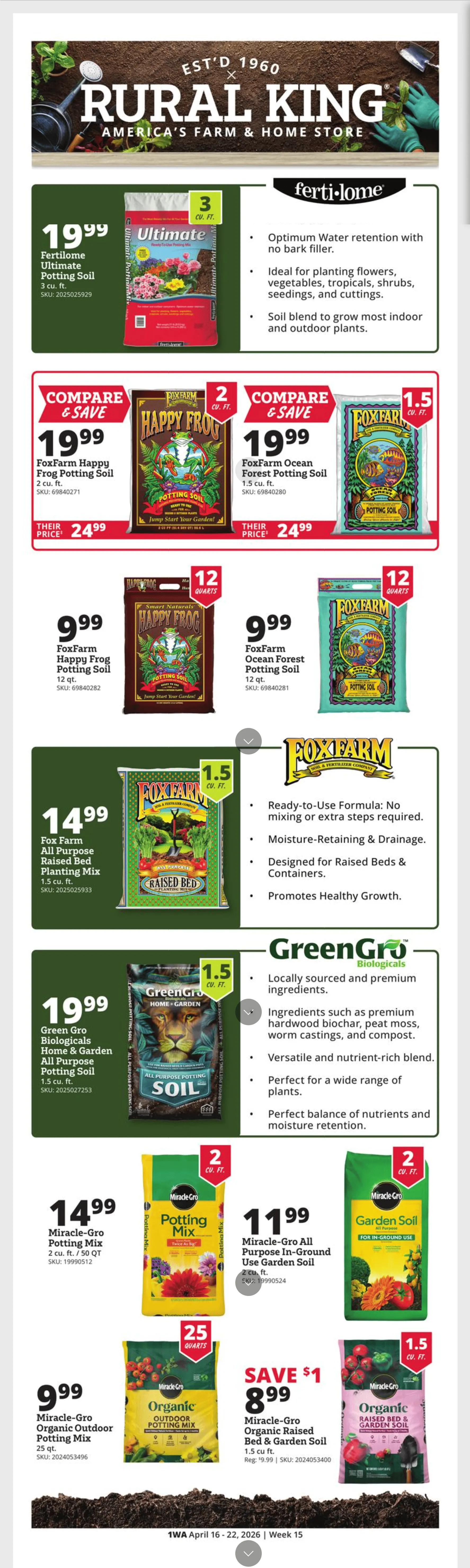 Weekly promotion Rural King weekly ads spanning from April 16 to April 22 2026 - Page 1 for Catalogue 365